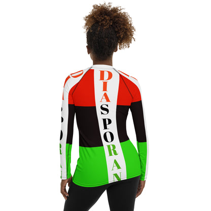DIASPORAN AOP Women's Rash Guard by SobG Designs