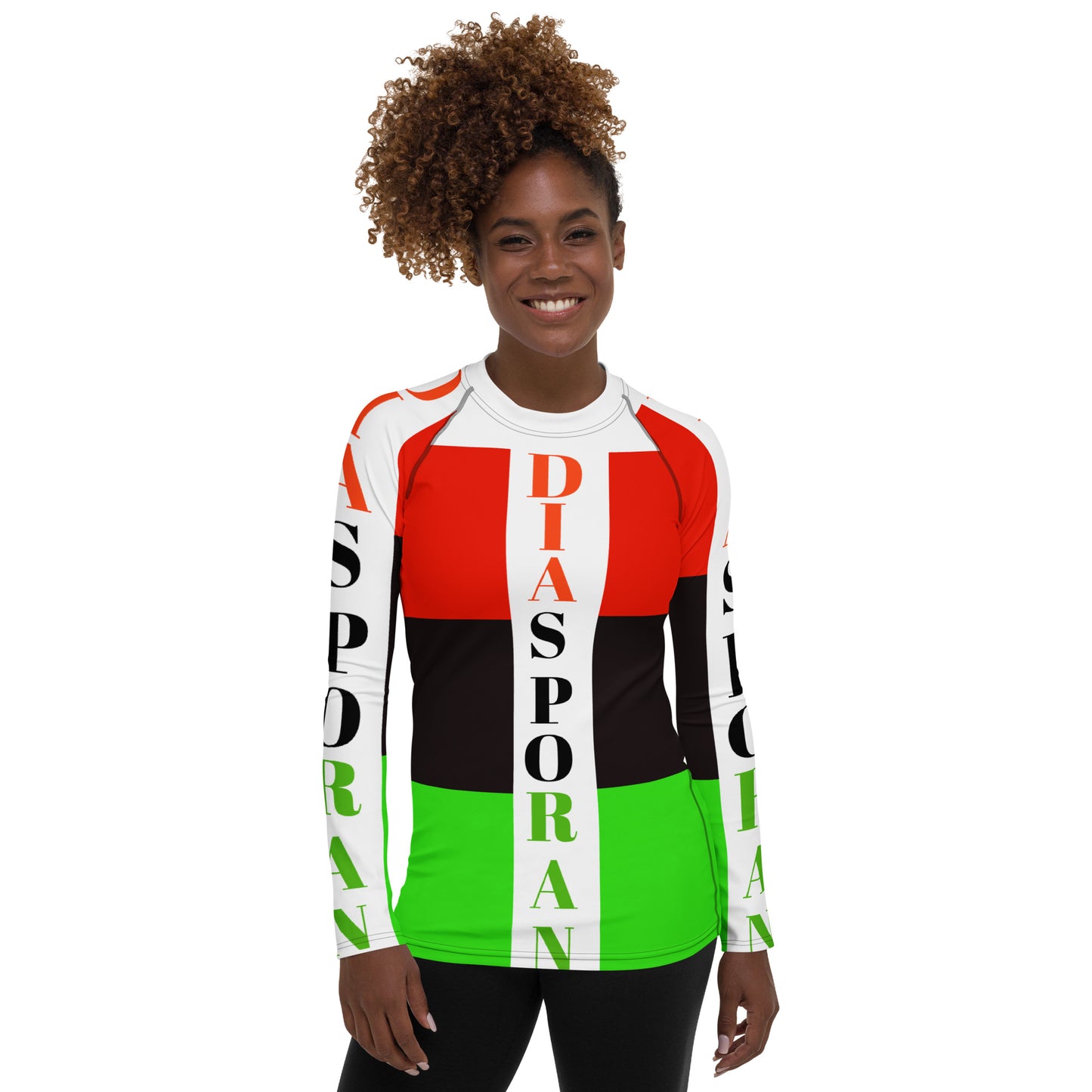 DIASPORAN AOP Women's Rash Guard by SobG Designs