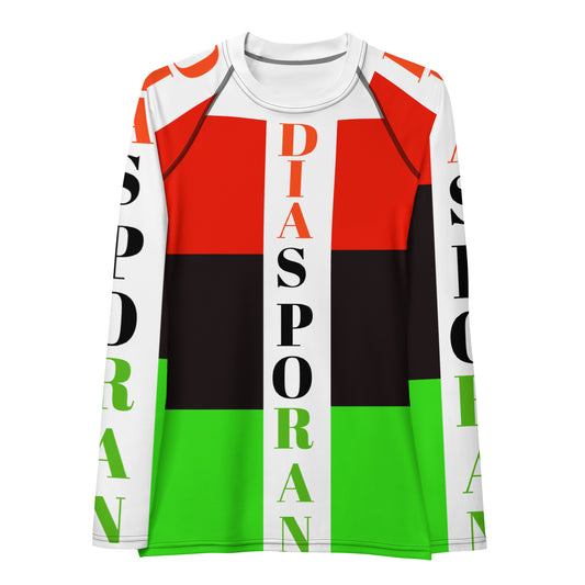 DIASPORAN AOP Women's Rash Guard by SobG Designs