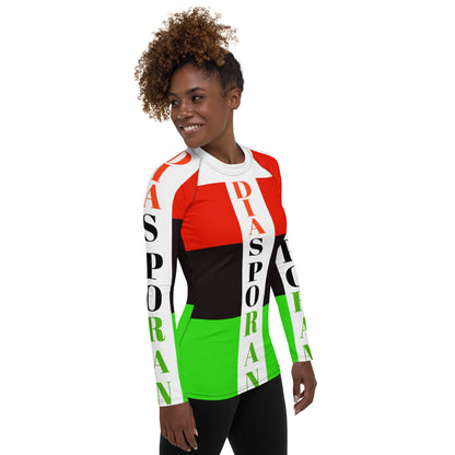 DIASPORAN AOP Women's Rash Guard by SobG Designs