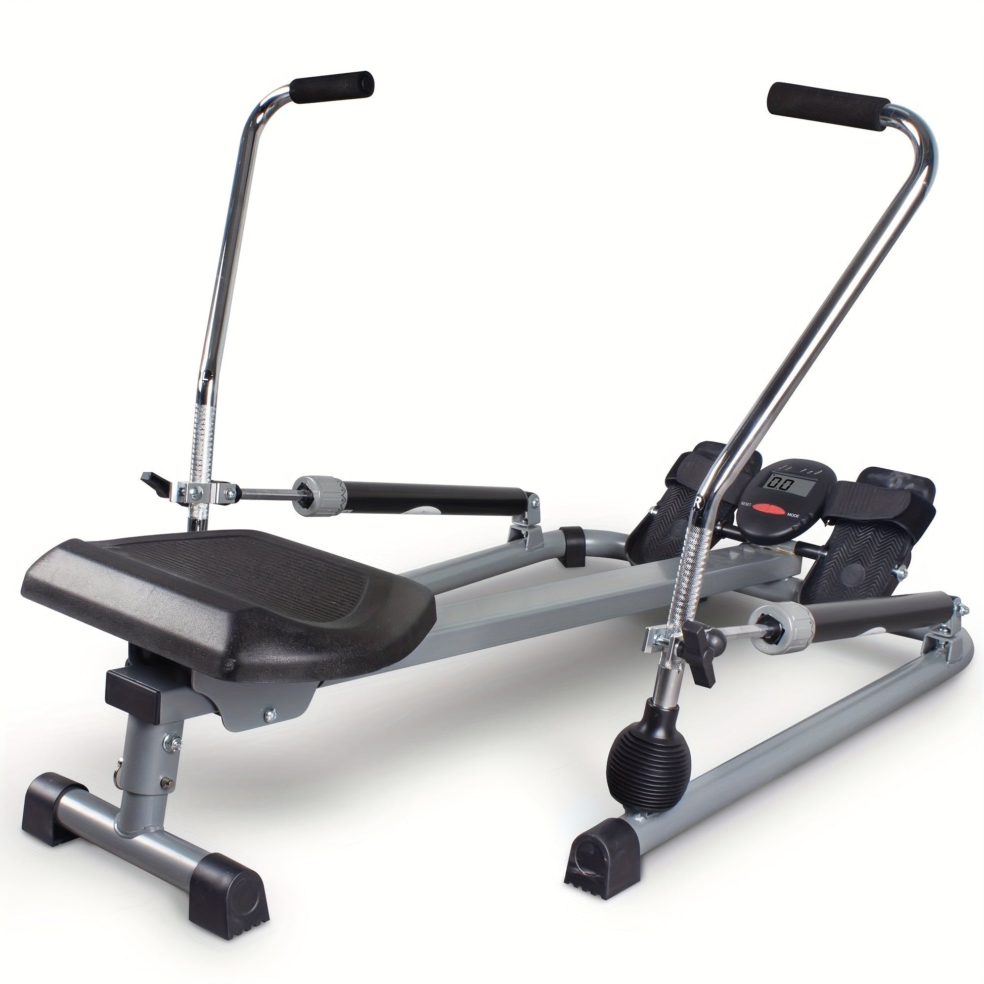 Foldable Rowing Machine with LCD Monitor - Fitness Trainer(Grey)-0