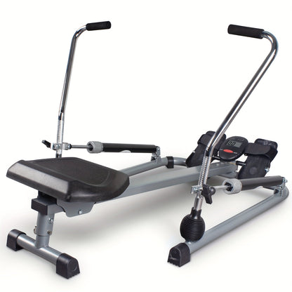 Foldable Rowing Machine with LCD Monitor - Fitness Trainer(Grey)-0