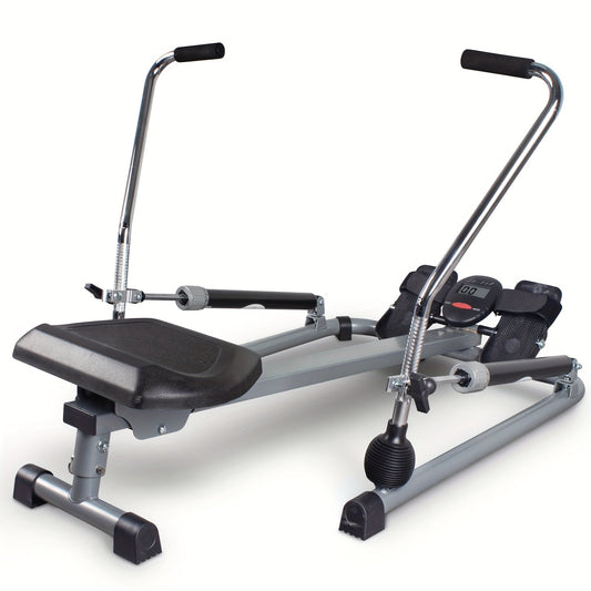 Foldable Rowing Machine with LCD Monitor - Fitness Trainer(Grey)-0