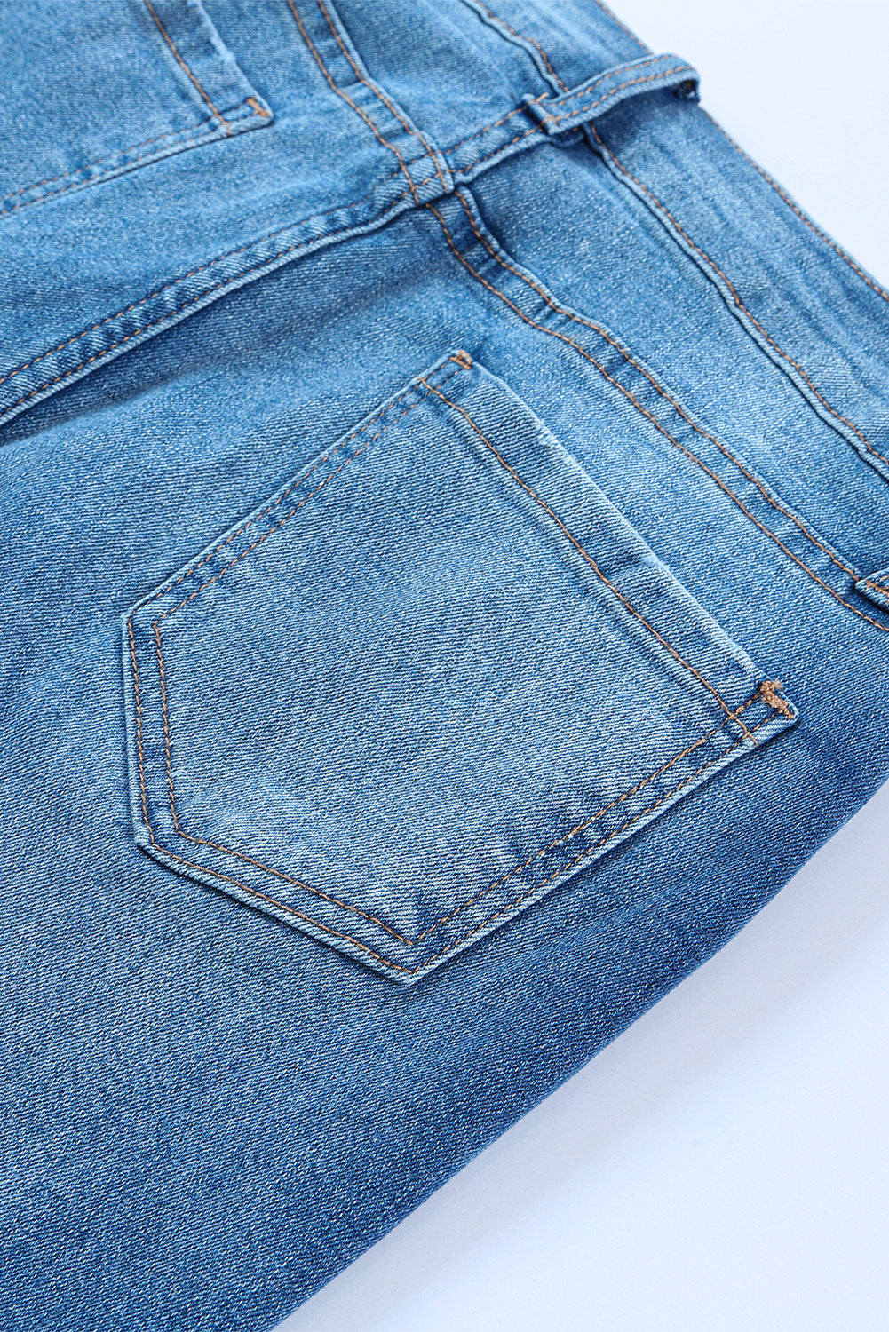 SHEWIN Dark Blue Casual Pocket High Rise Wide Leg Jeans