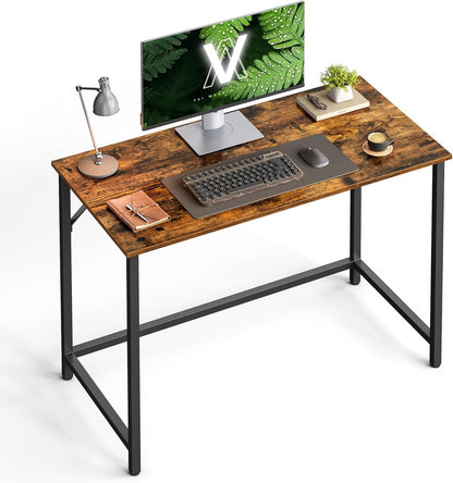 Computer Desk, Gaming Desk, Home Office Desk, for Small Spaces, 19.7 X 39.4 X 29.5 Inches, Industrial Style, Metal Frame, Rustic Brown and Black ULWD41X-0