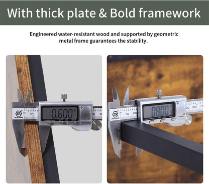 Computer Desk,47.2 Inches Home Office Desk Writing Study Table Modern Simple Style PC Desk with Metal Frame，Brown-3