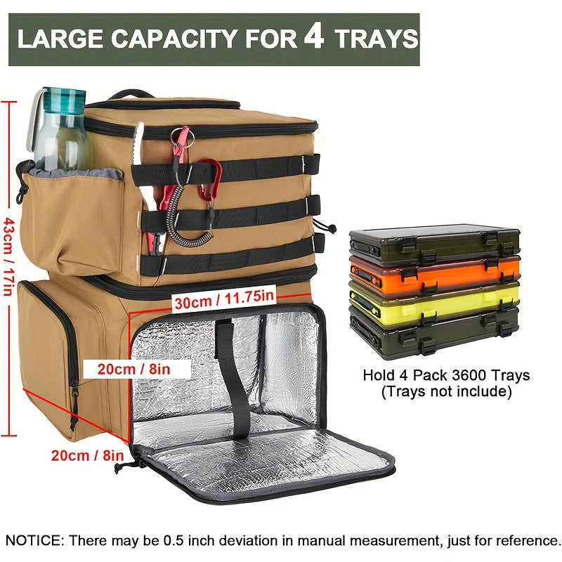 Fishing Tackle Backpack with Rod Holders & Cooler-2
