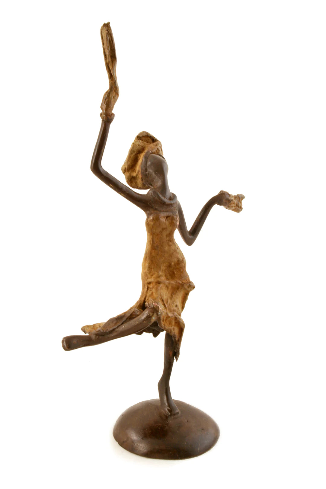 Burkina Faso Bronze Miniature Celebrating Lady Sculpture