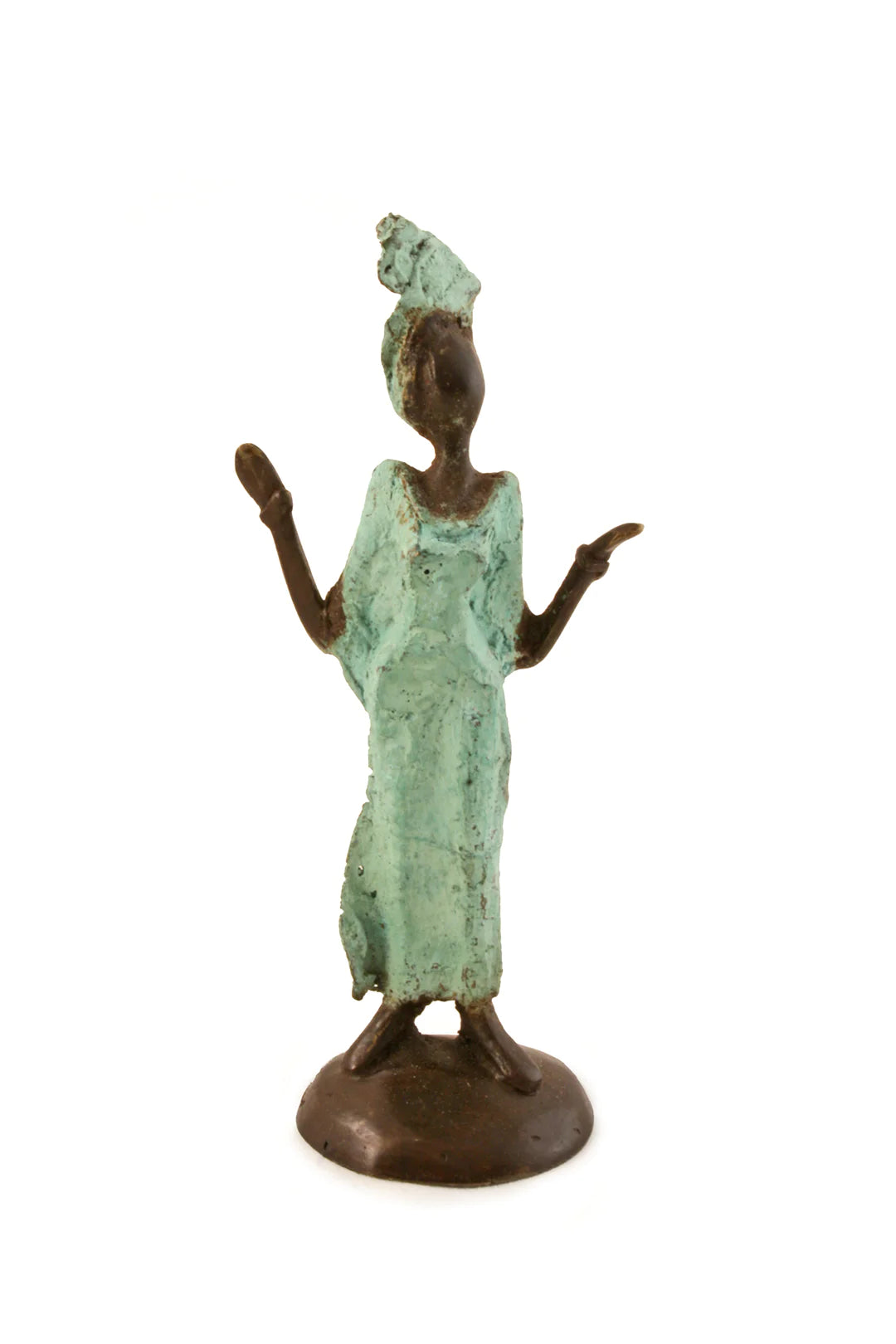 Burkina Faso Bronze Miniature Celebrating Lady Sculpture