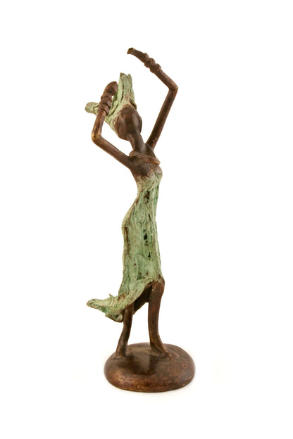 Burkina Faso Bronze Miniature Celebrating Lady Sculpture