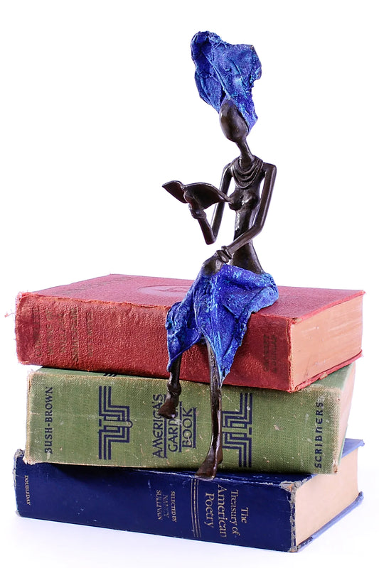 Literate Lady Burkina Bronze Sculpture
