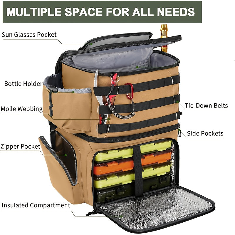 Fishing Tackle Backpack with Rod Holders & Cooler-1