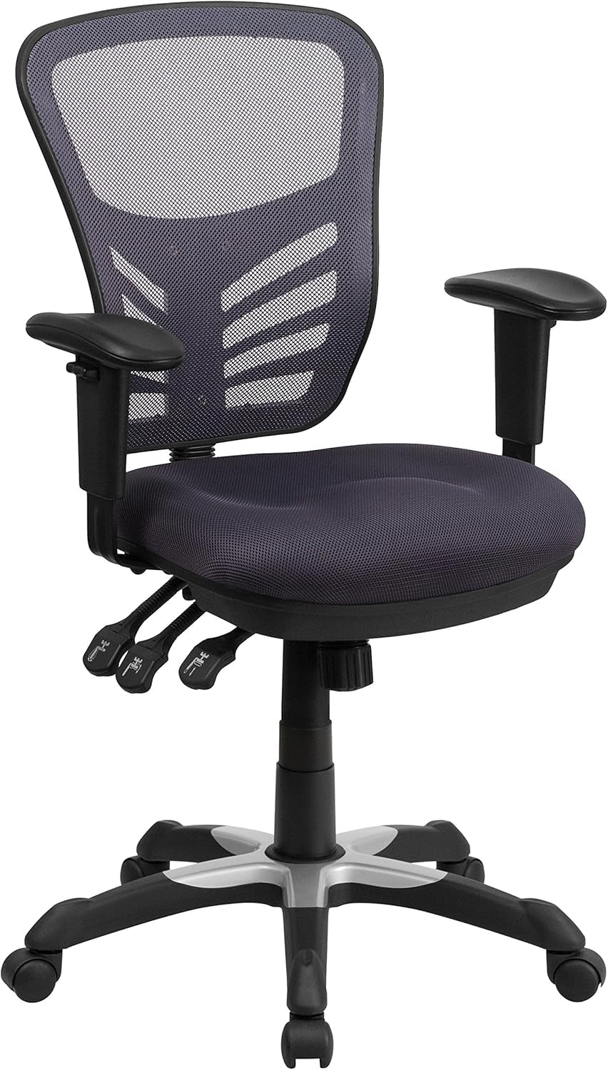 Nicholas Mid-Back Swivel Office and Gaming Chair, Ergonomic Mesh Office Chair with Adjustable Lumbar Support and Height, Dark Gray-0