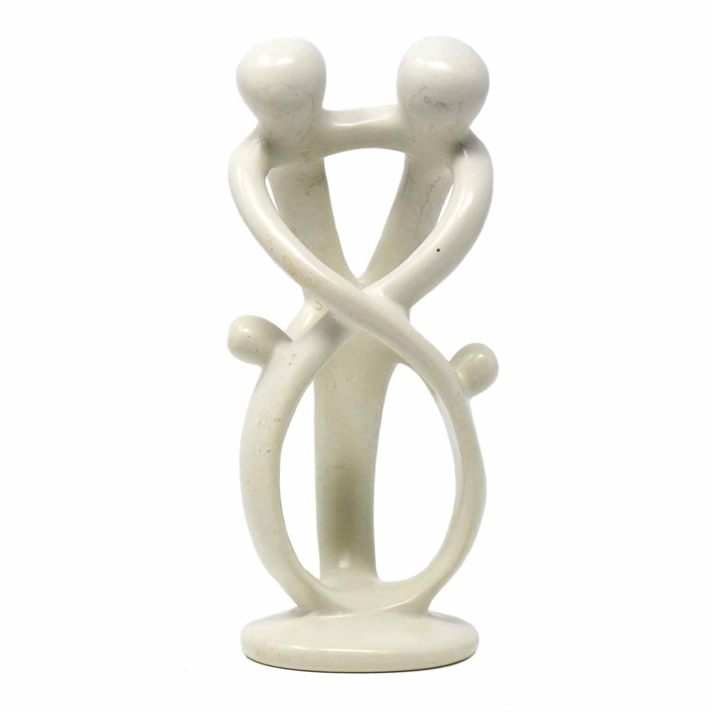 NATURAL 8-INCH TALL SOAPSTONE FAMILY SCULPTURE - 2 PARENTS 2 CHILDREN - SMOLART