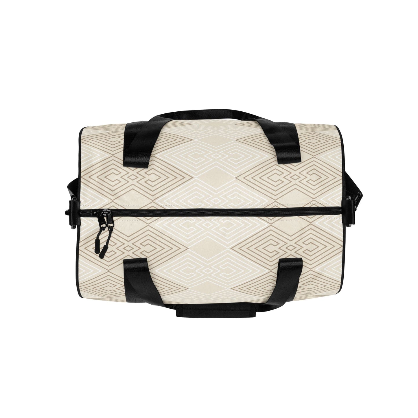 Crossbody Water-resistant Travel Bag - Beige and White Tribal-1