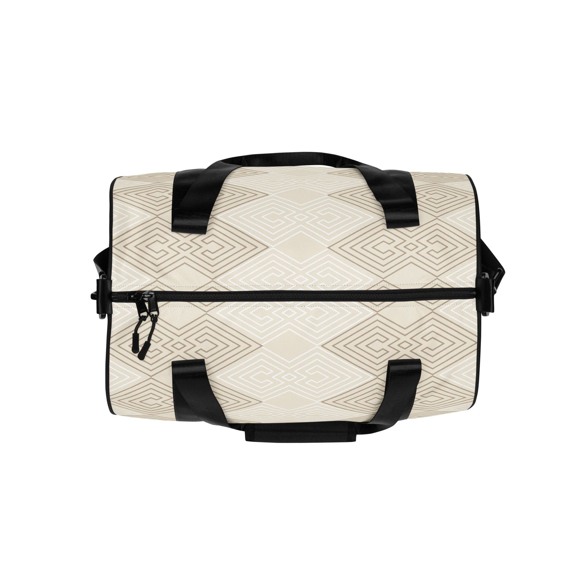 Crossbody Water-resistant Travel Bag - Beige and White Tribal-1