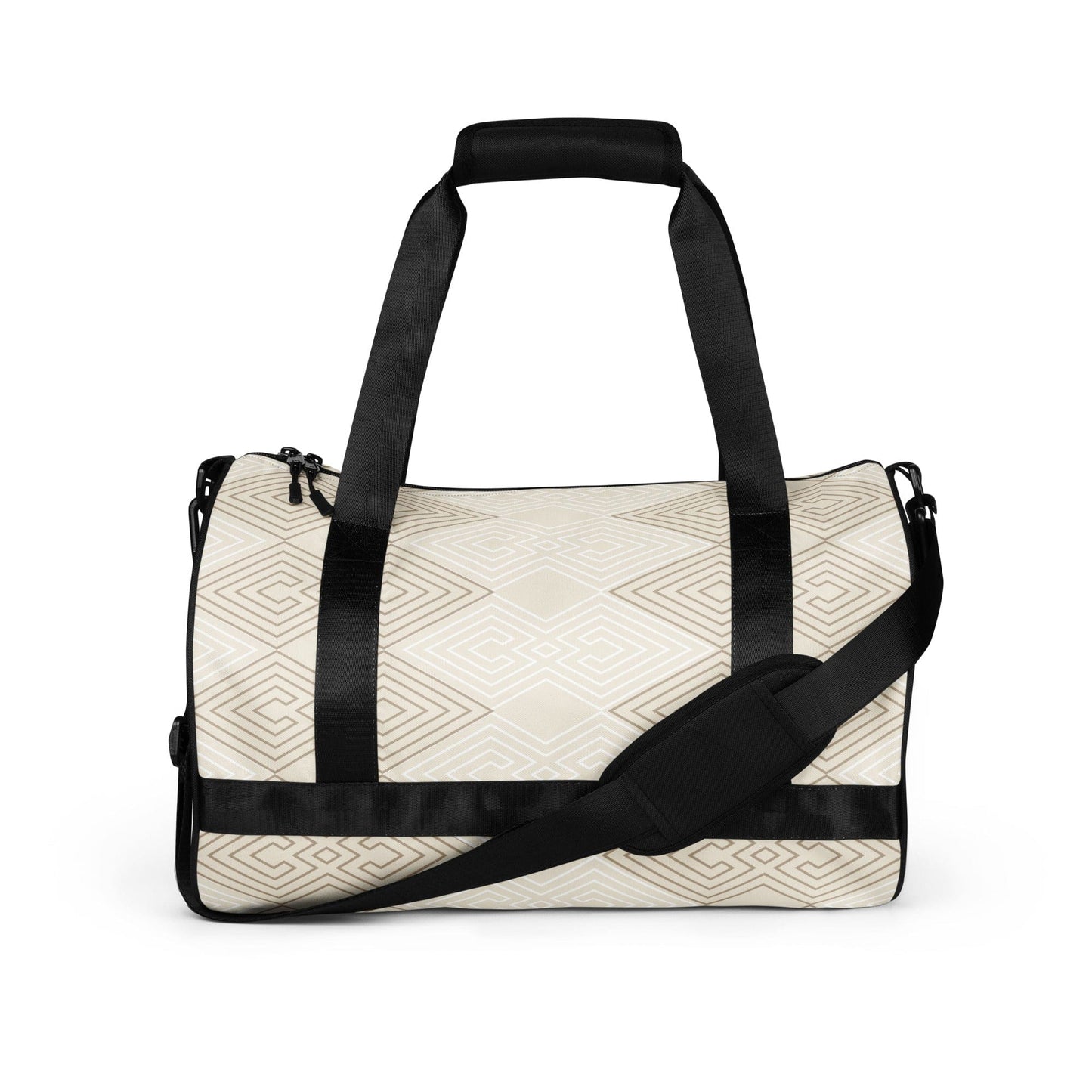Crossbody Water-resistant Travel Bag - Beige and White Tribal-0