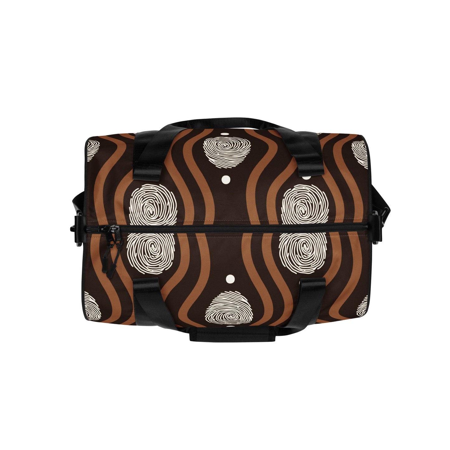 Crossbody Water-resistant Travel Bag - Brown White Geometric Lines-1