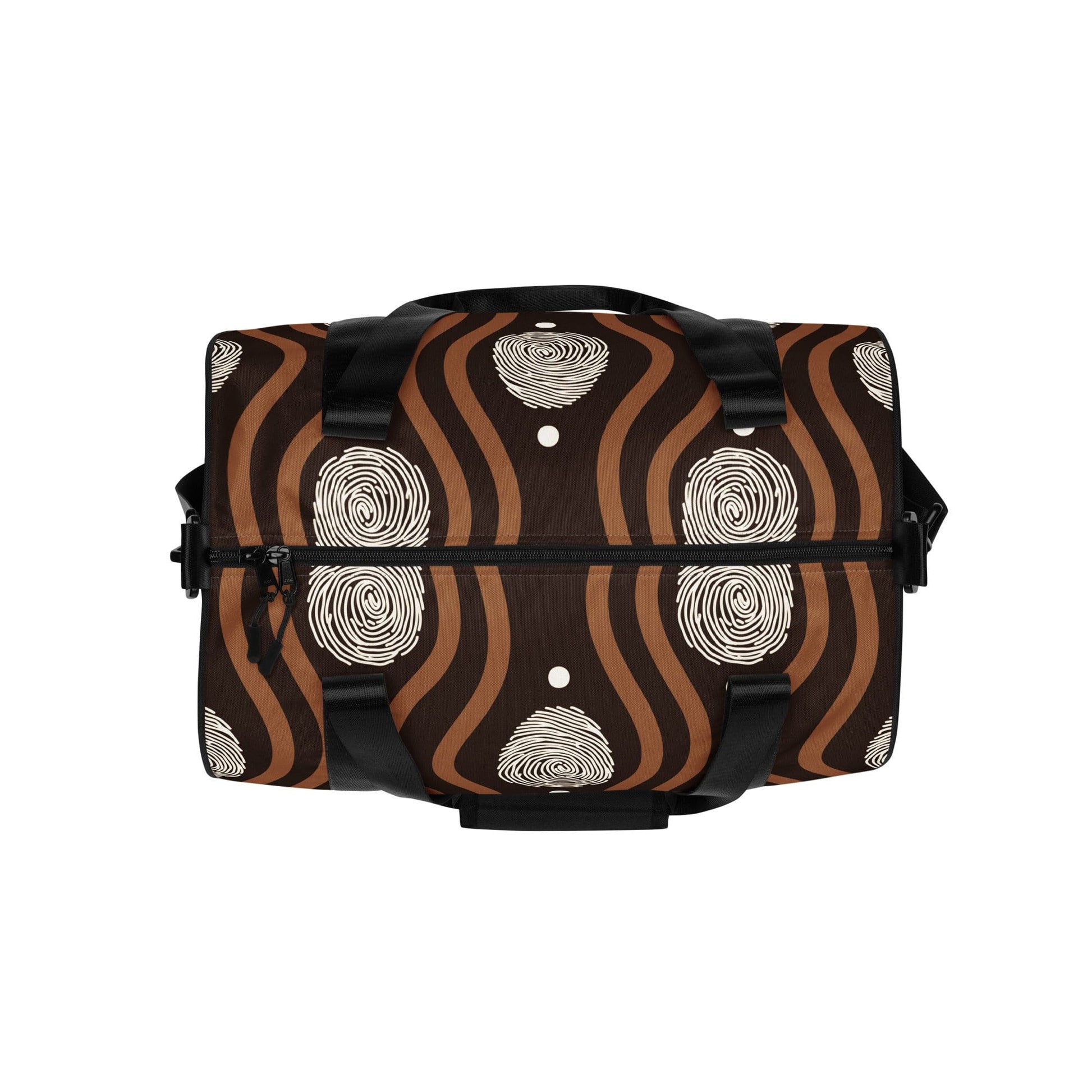 Crossbody Water-resistant Travel Bag - Brown White Geometric Lines-1