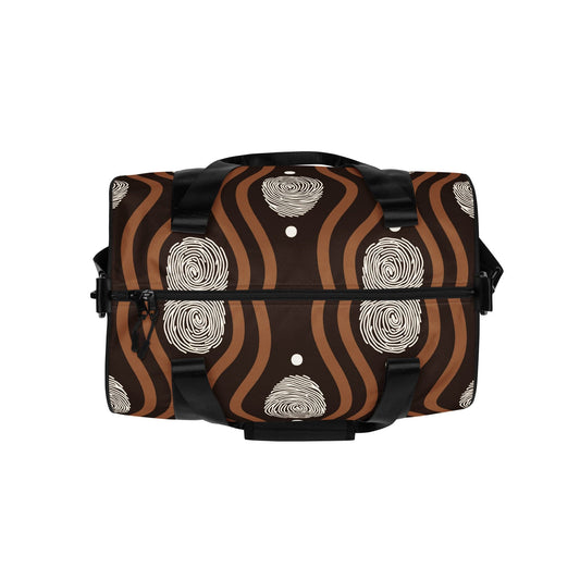 Crossbody Water-resistant Travel Bag - Brown White Geometric Lines-1