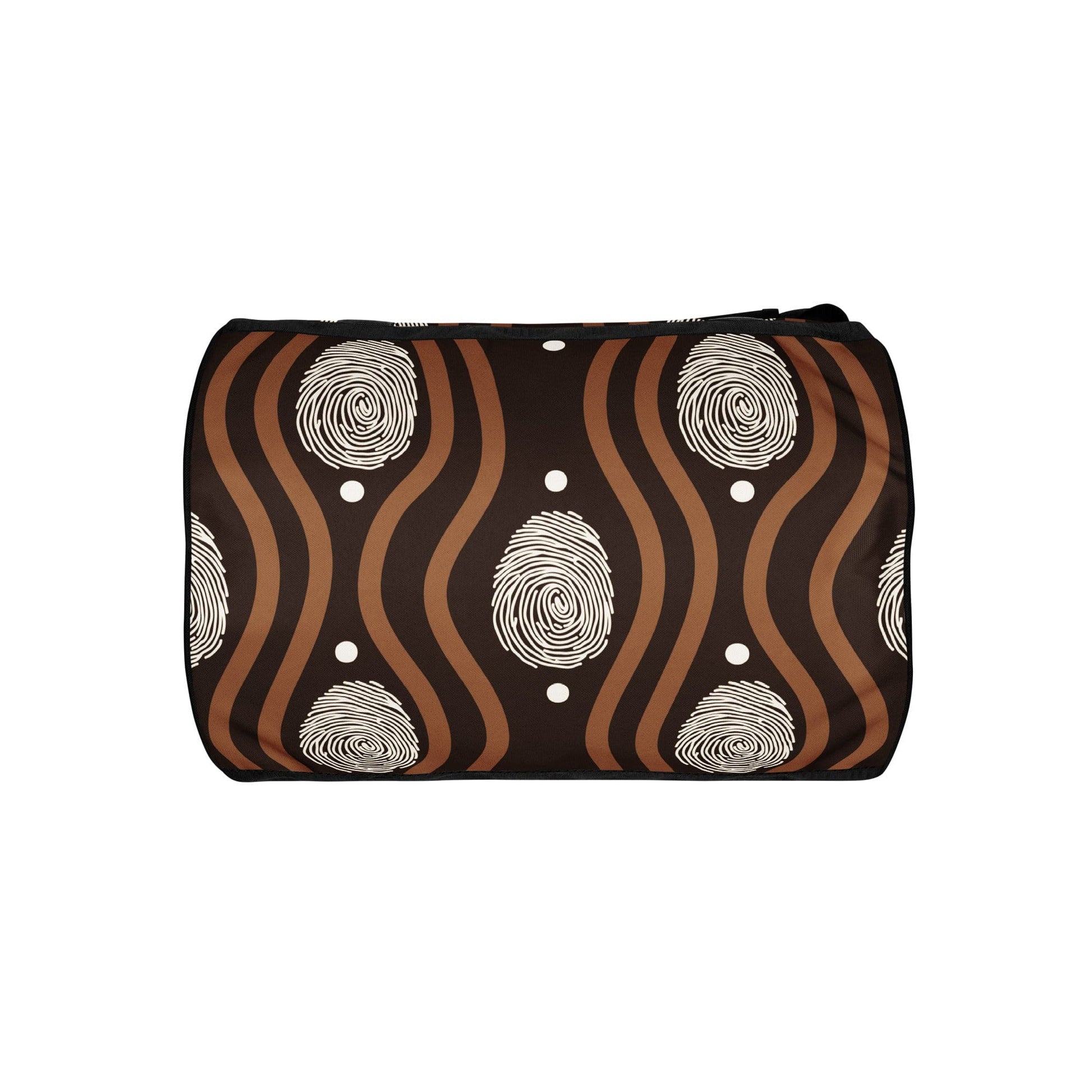 Crossbody Water-resistant Travel Bag - Brown White Geometric Lines-3