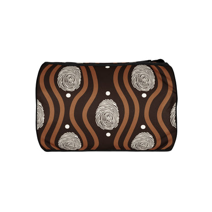 Crossbody Water-resistant Travel Bag - Brown White Geometric Lines-3