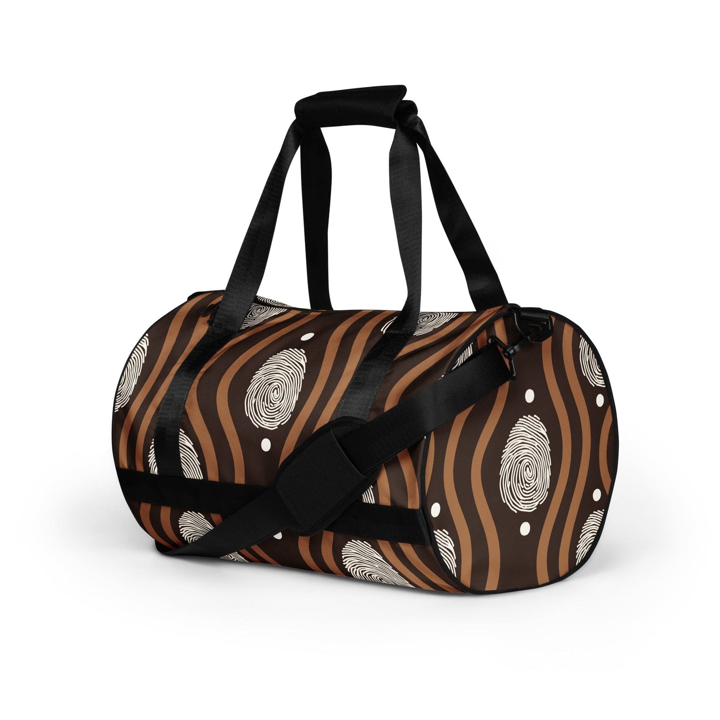 Crossbody Water-resistant Travel Bag - Brown White Geometric Lines-4