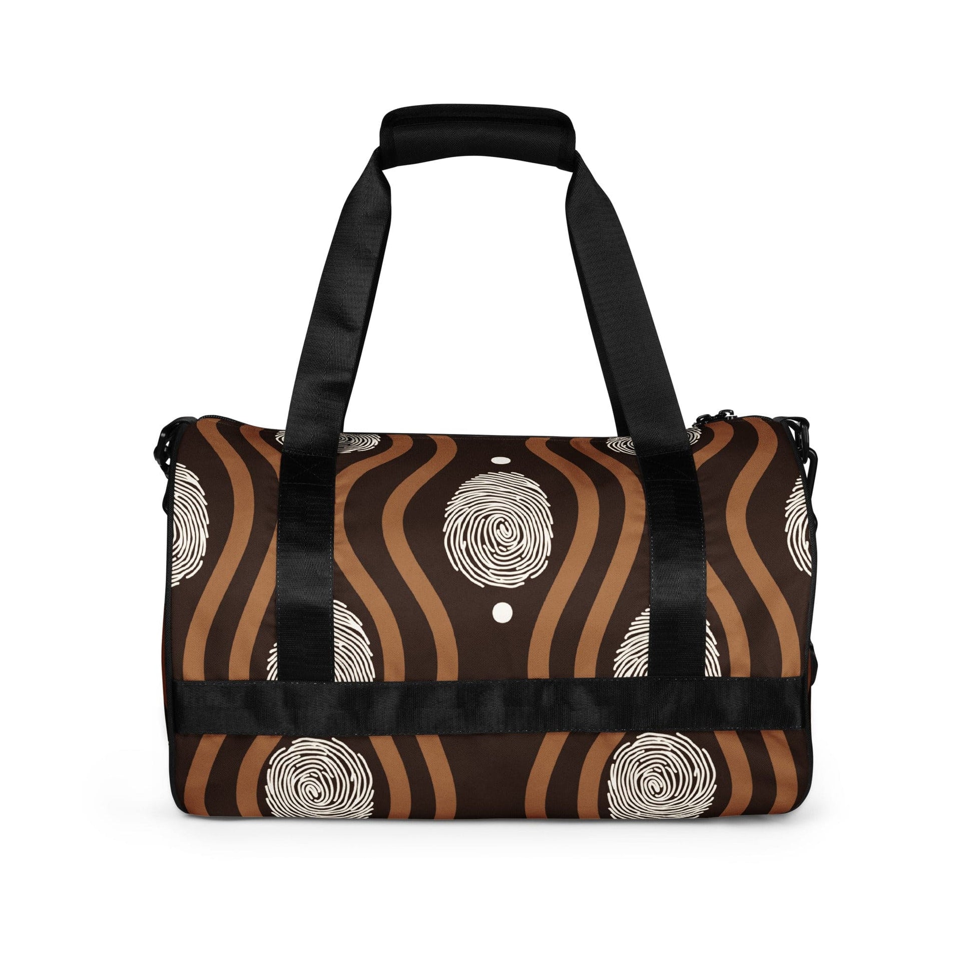 Crossbody Water-resistant Travel Bag - Brown White Geometric Lines-2