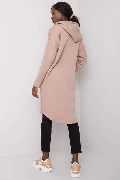 Women's Long Sleeves Knee Length Sweatshirt in Beige