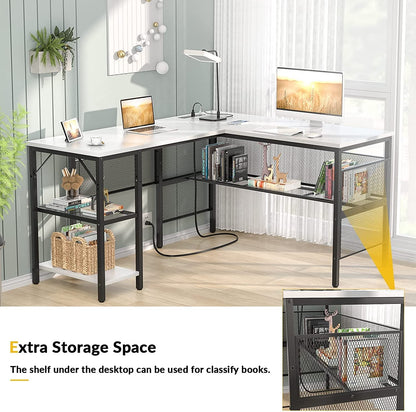 Modern L-Shaped Desk with Power & Storage-4