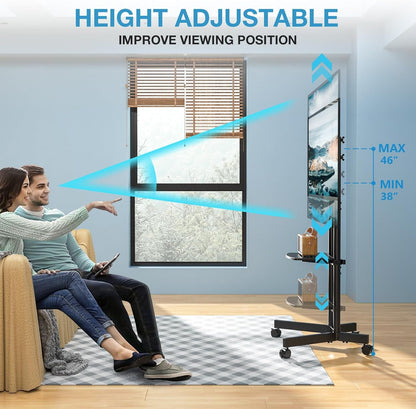 Rolling TV Stand for 32-75 Inch TVs with Shelf-3