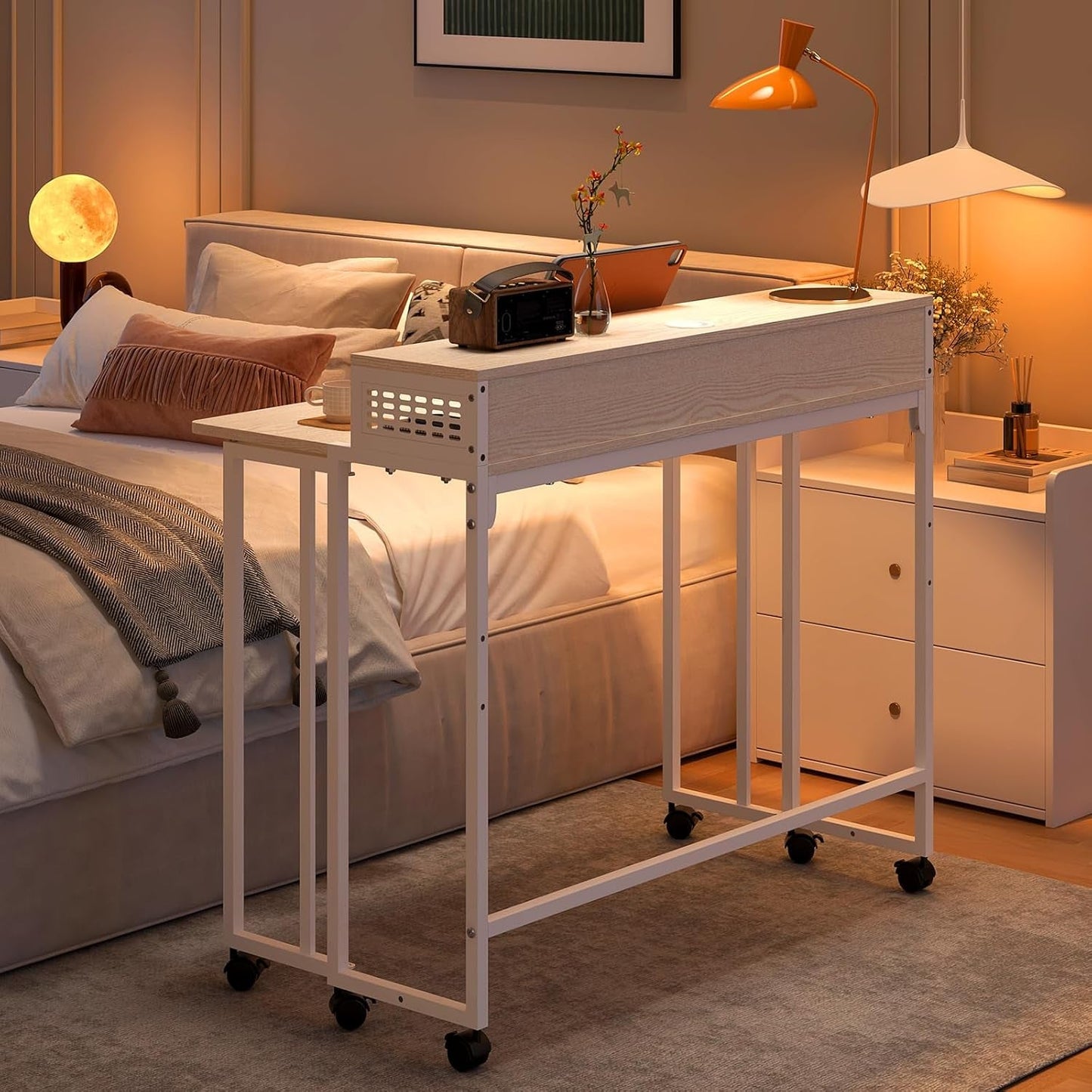 Folding Desk with Wheels and Storage for Small Spaces-1