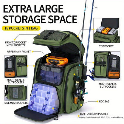 Fishing Backpack with Rod Holder & Tackle Box-2