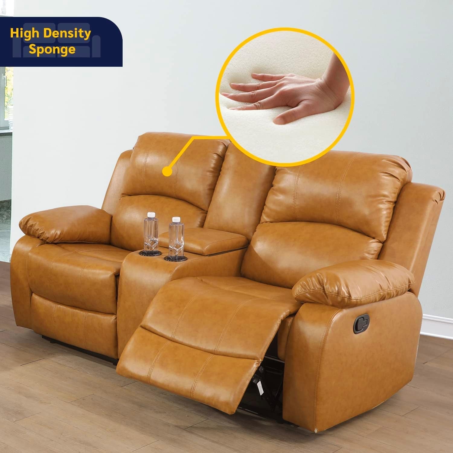 Alpine Living Room Recliner Set Include Love Seat, Sofa, 2-Piece,Ginger-3