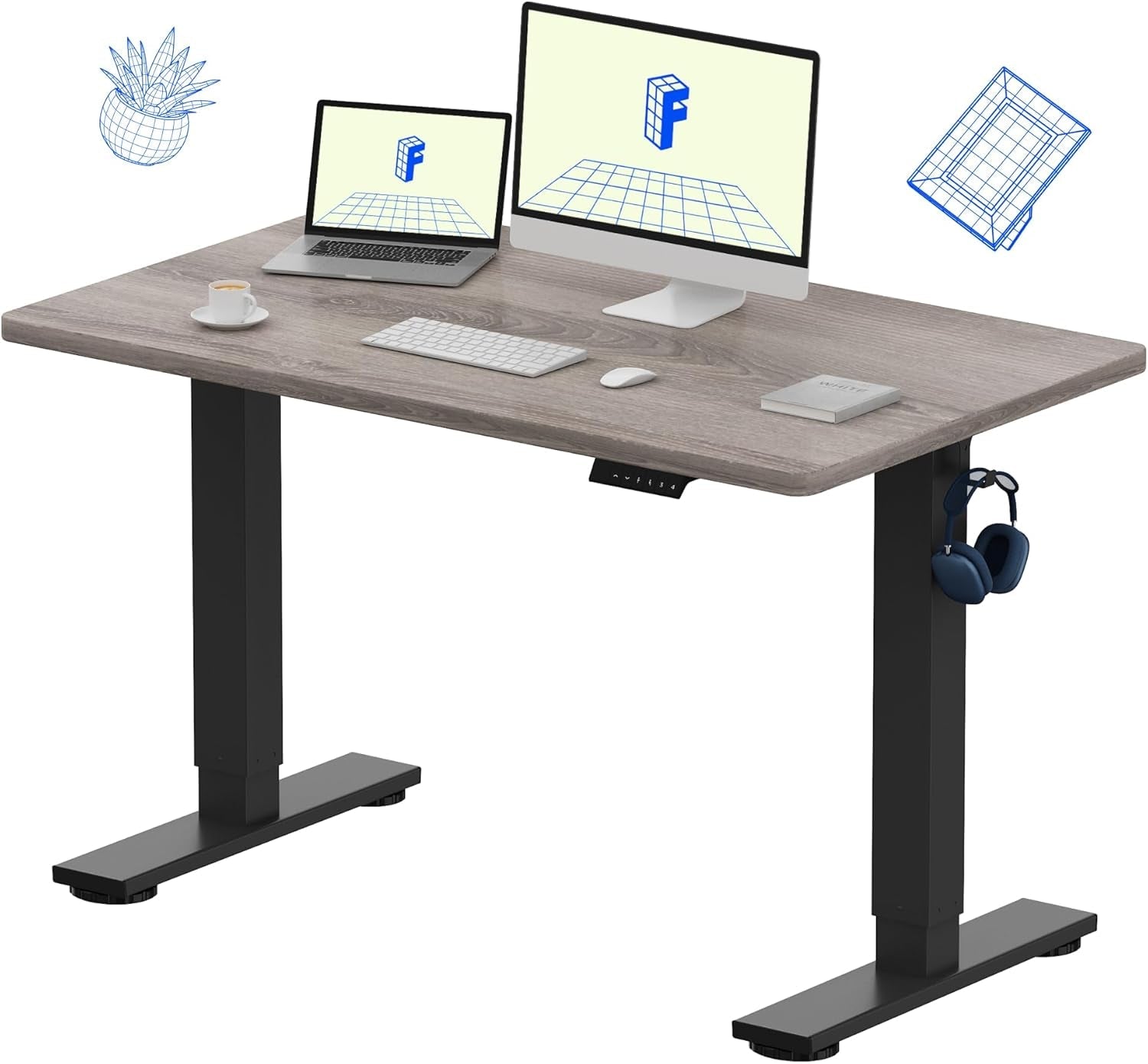 Height Adjustable Electric Standing Desk with Smooth Surface-0
