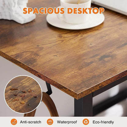 Computer Small Office Desk 32 Inch Student Kids Study Writing Work with Headphone Hooks & Storage Bag Modern Simple PC Home Bedroom Table - Rustic Brown-3