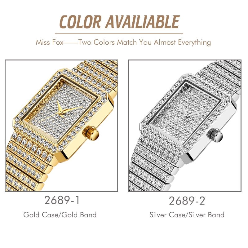 Diamond Watch For Women Luxury Brand Ladies Gold Square Watch Minimalist Analog Quartz Movt Unique Female Iced Out Watch-4
