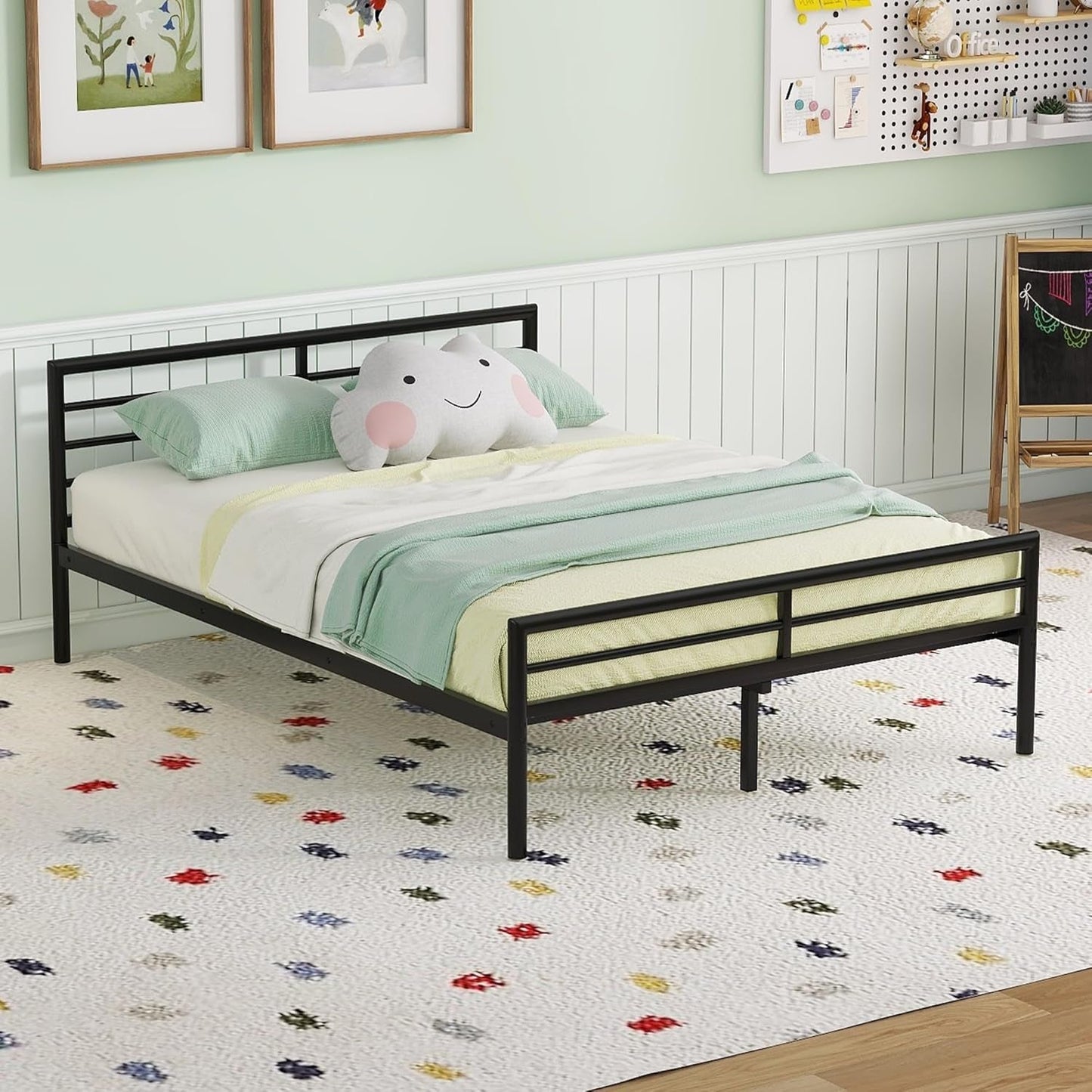 Metal Loft Bed with Desk and Storage-4