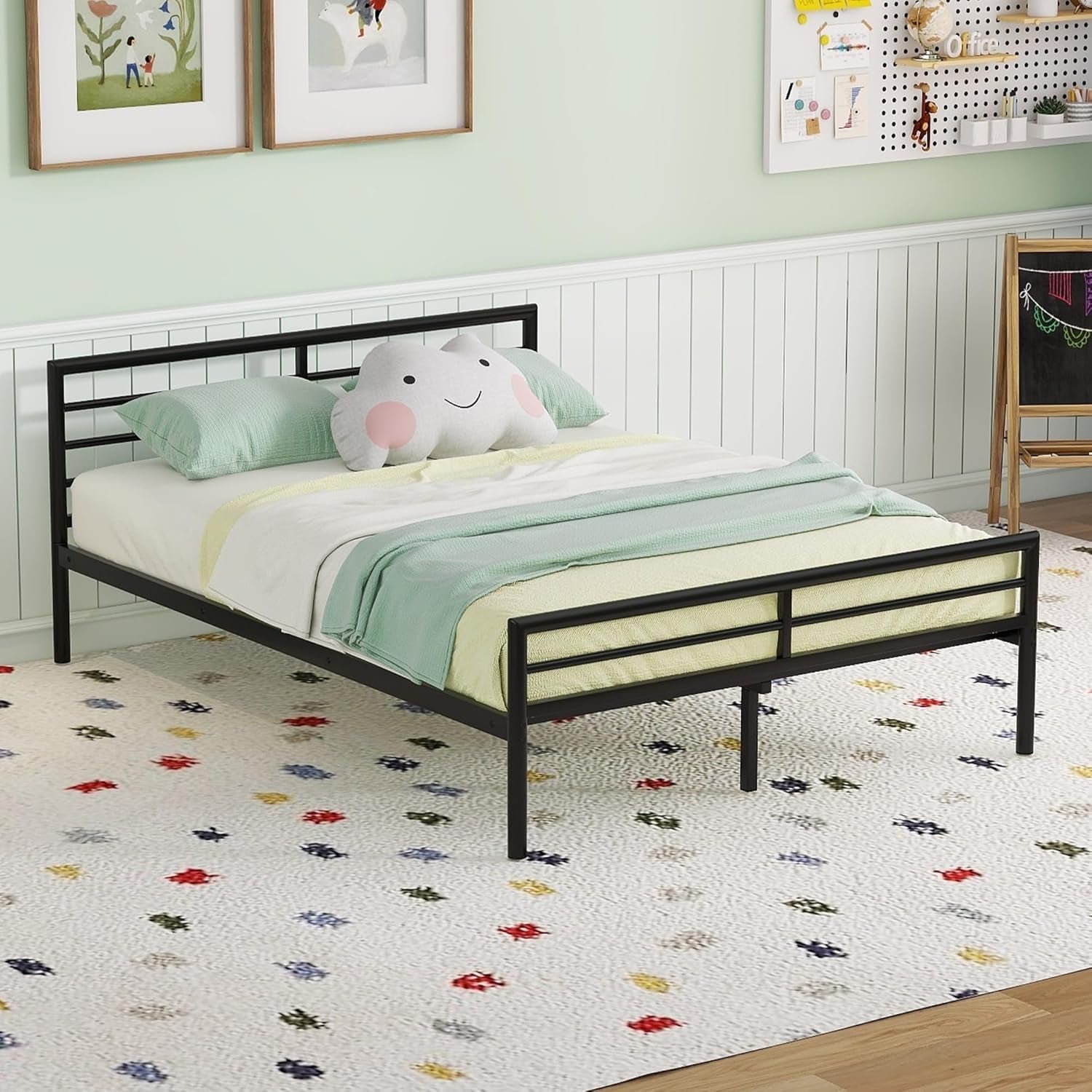 Metal Loft Bed with Desk and Storage-4