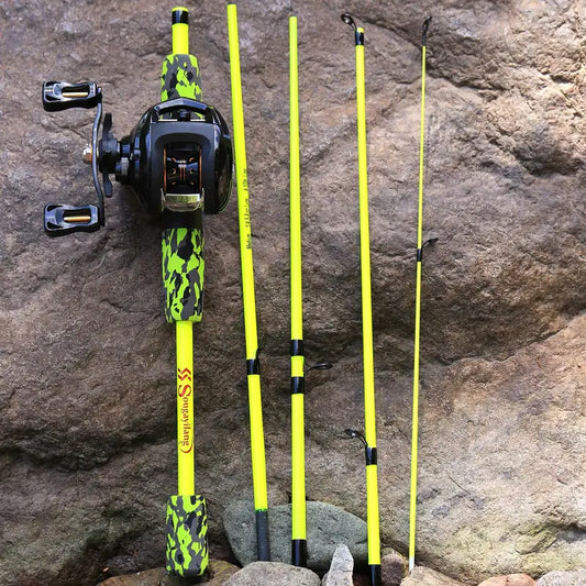 Ultralight 5-Section Travel Fishing Rod with Comfortable EVA Handle - Yellow-1