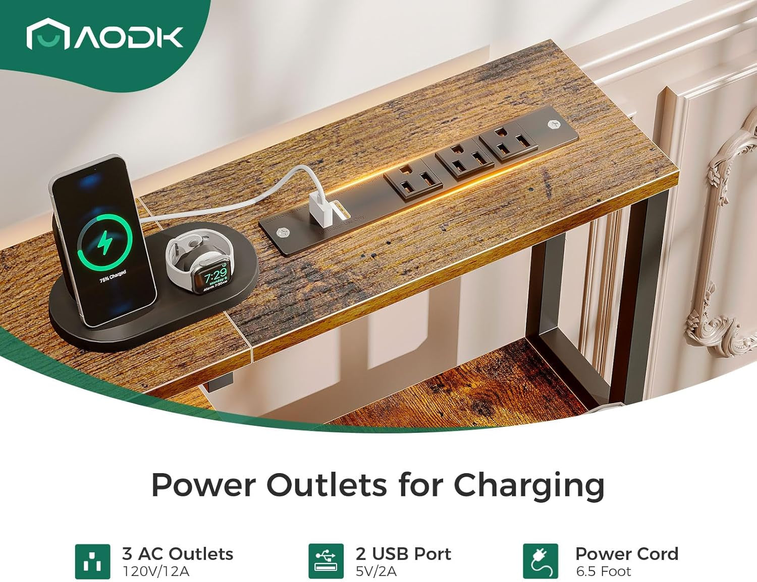 48" Computer Desk with Fabric File Cabinet and Drawer, Reversible Office Desk with Power Outlet and LED Light, Study Desk with Printer Stand, Keyboard Tray, Monitor Riser and PC Stand, Vintage-3