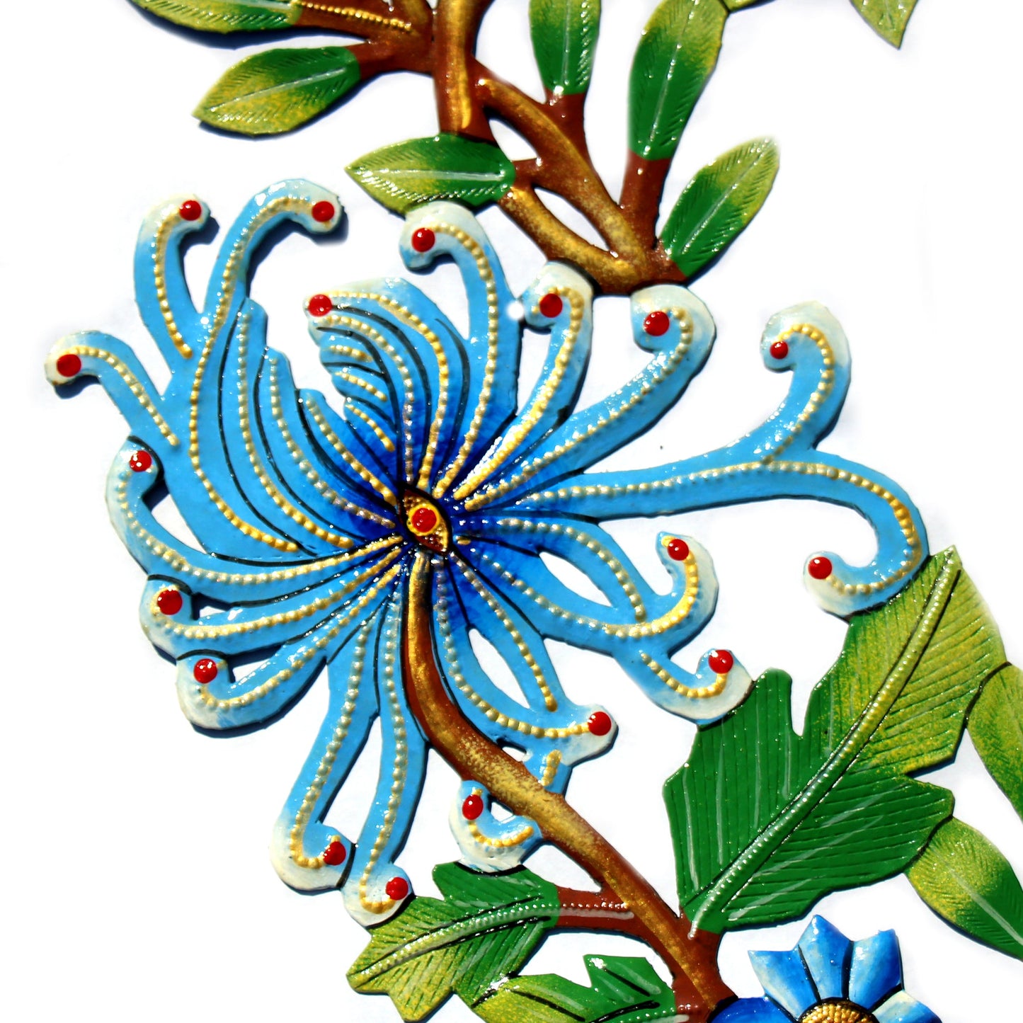 BLUE BIRD DOOR WREATH HAITIAN METAL DRUM WALL ART