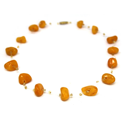 FLOATING STONE & MAASAI BEAD NECKLACE, PUMPKIN SPICE