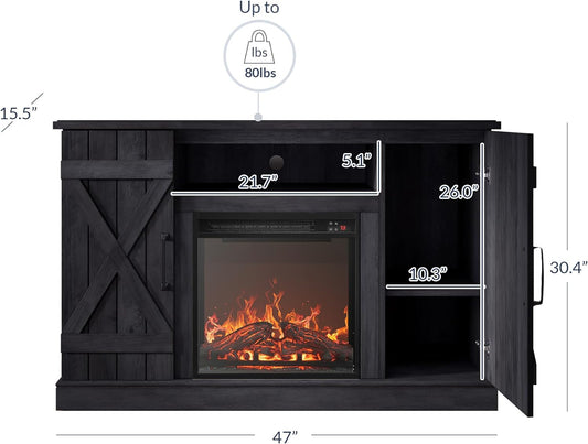 47" Rustic Grey Fireplace TV Stand for 50" TV-1