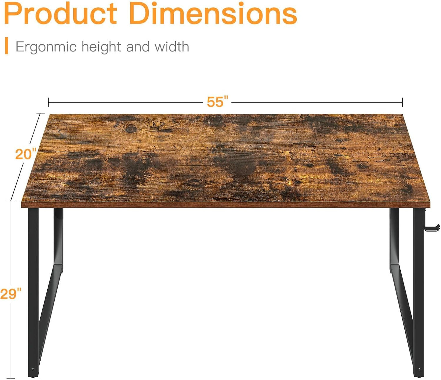 54 Inch Computer Desk, Modern Simple Style Desk for Home Office, Study Student Writing Desk, Vintage-2