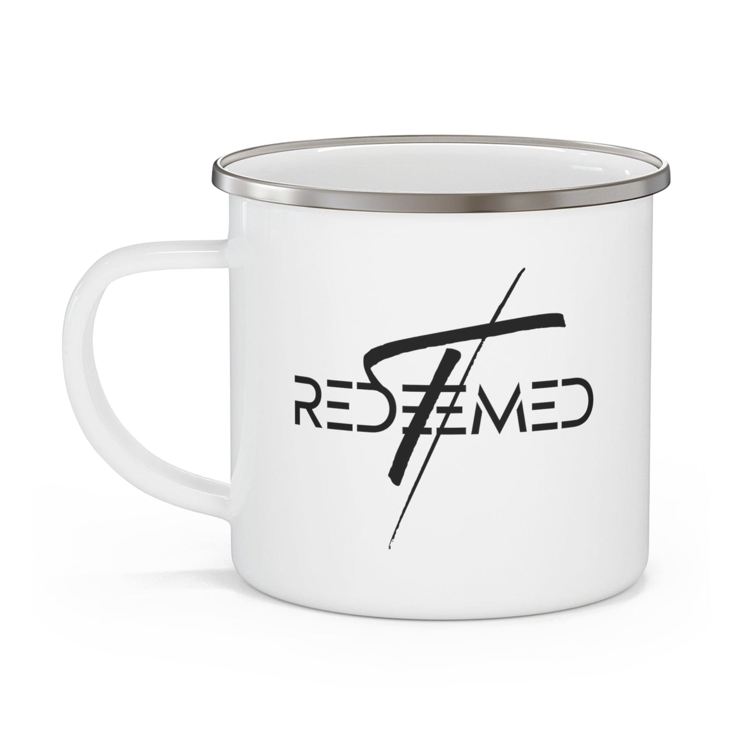 Enamel Camping Mug - Redeemed Cross Black Illustration-2