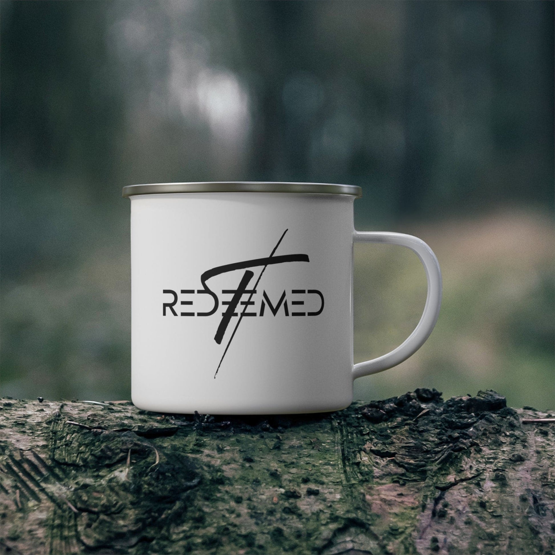 Enamel Camping Mug - Redeemed Cross Black Illustration-3