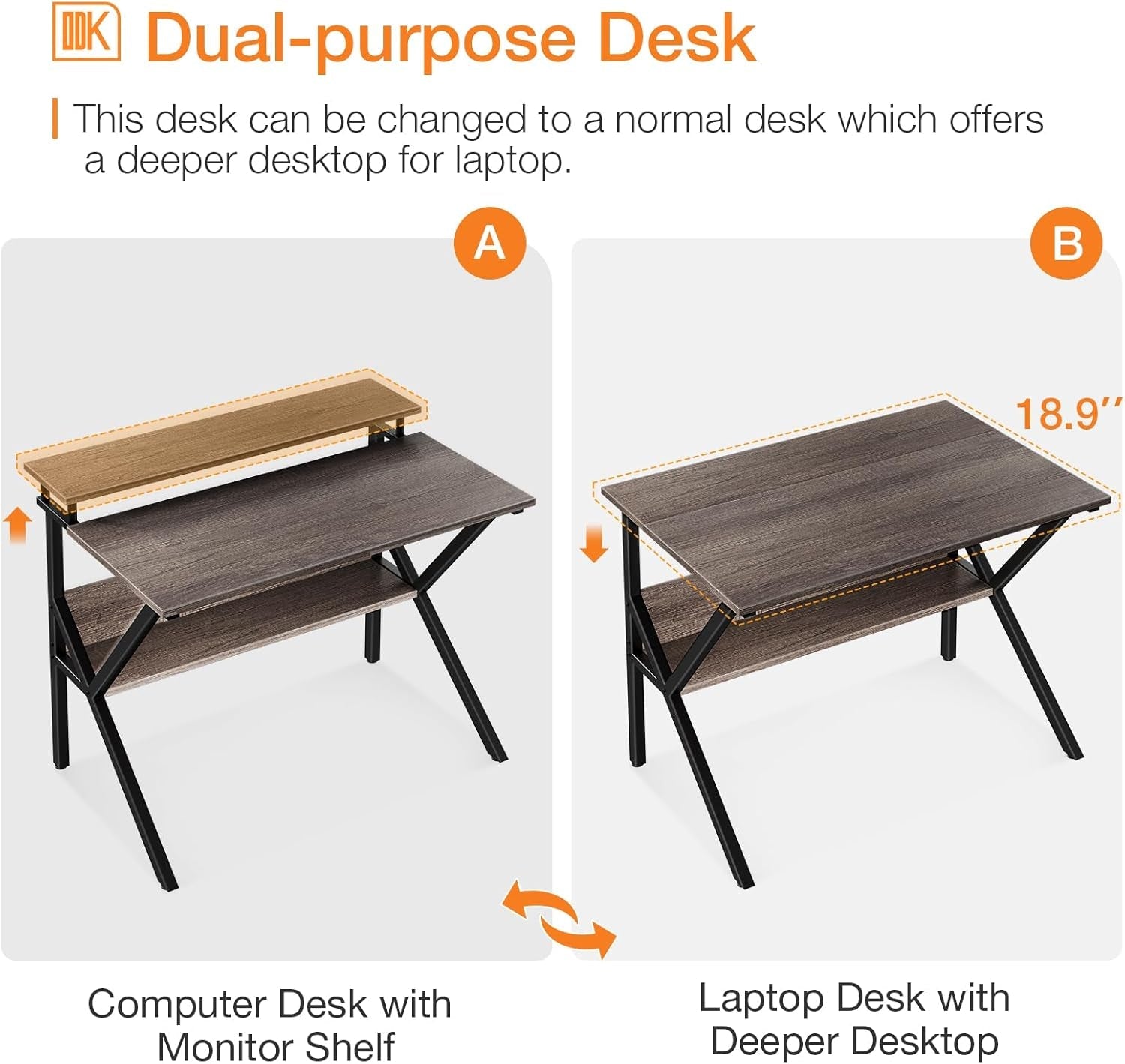 Small Desk, 27.5 Inch Small Computer Desk for Small Spaces, Compact Desk with Storage, Tiny Desk Study Desk with Monitor Stand for Home Office, Grey-3