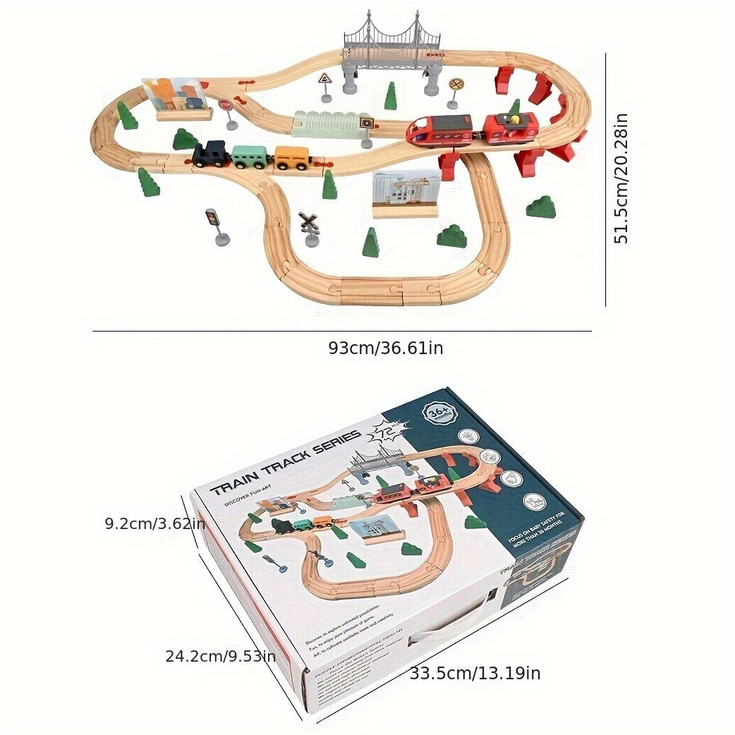 72pcs Wooden Train Set with Electric Train Toy-4