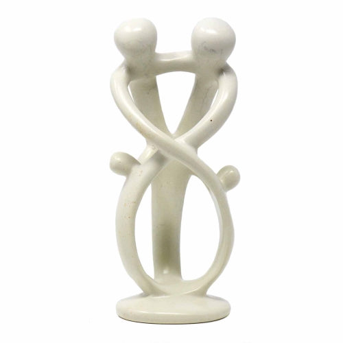 NATURAL 8-INCH TALL SOAPSTONE FAMILY SCULPTURE - 2 PARENTS 2 CHILDREN - SMOLART